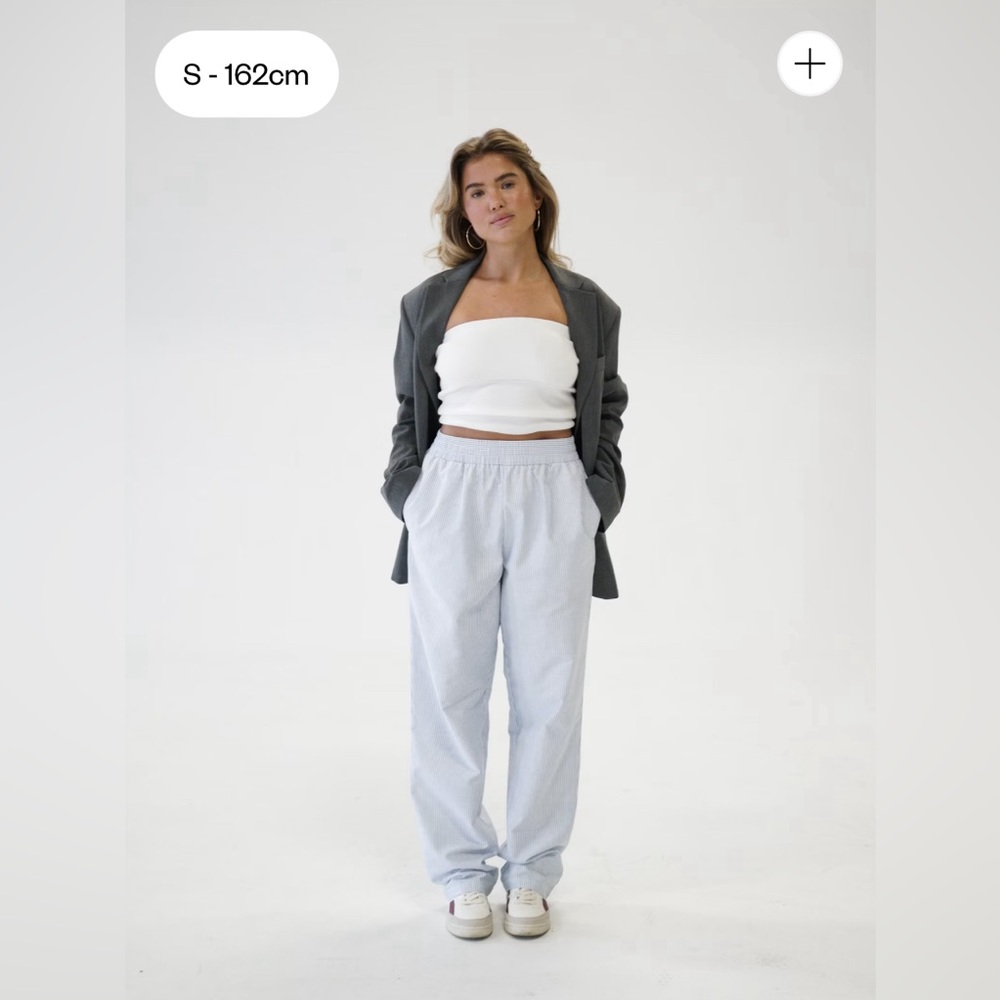 djerf avenue breezy pants blue + white stripe